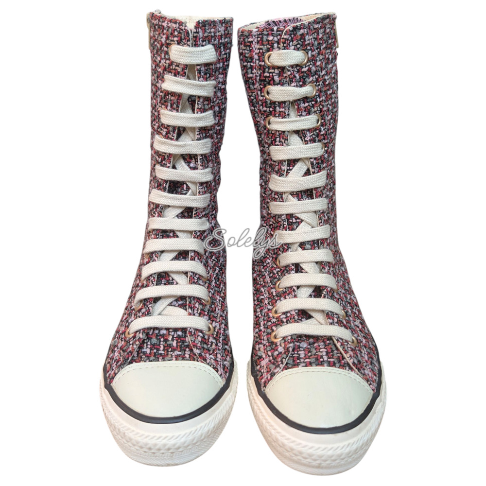 Converse 2006 Vintage XHI RARE Calf Extra High Pink Tweed Zip Sneaker Womens 5